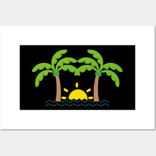 Sunset Palm Tree Posters and Art